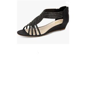 YDN Women Summer Wedge Glitter Sandals Open Toe Rhinestones Cross Over Straps